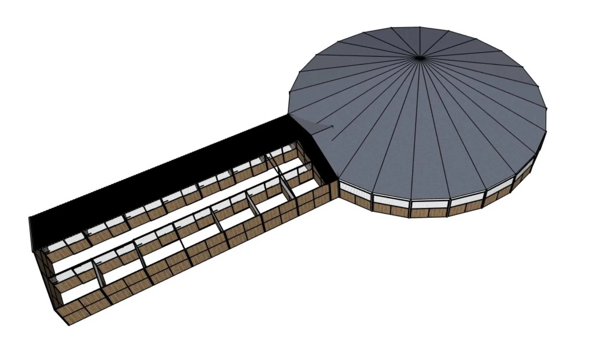 Barn métallique, structure porteuse et couverture